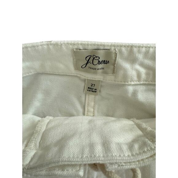 J.Crew White Denim Mini Skirt Size 27 Lace-Up Front Frayed Hem Side Zip - Picture 3 of 6